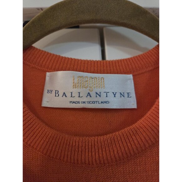 I. Magnin By Ballantyne Merino Wool Short Sleeve Sweater Sz 38 Orange Elevated - Picture 6 of 12